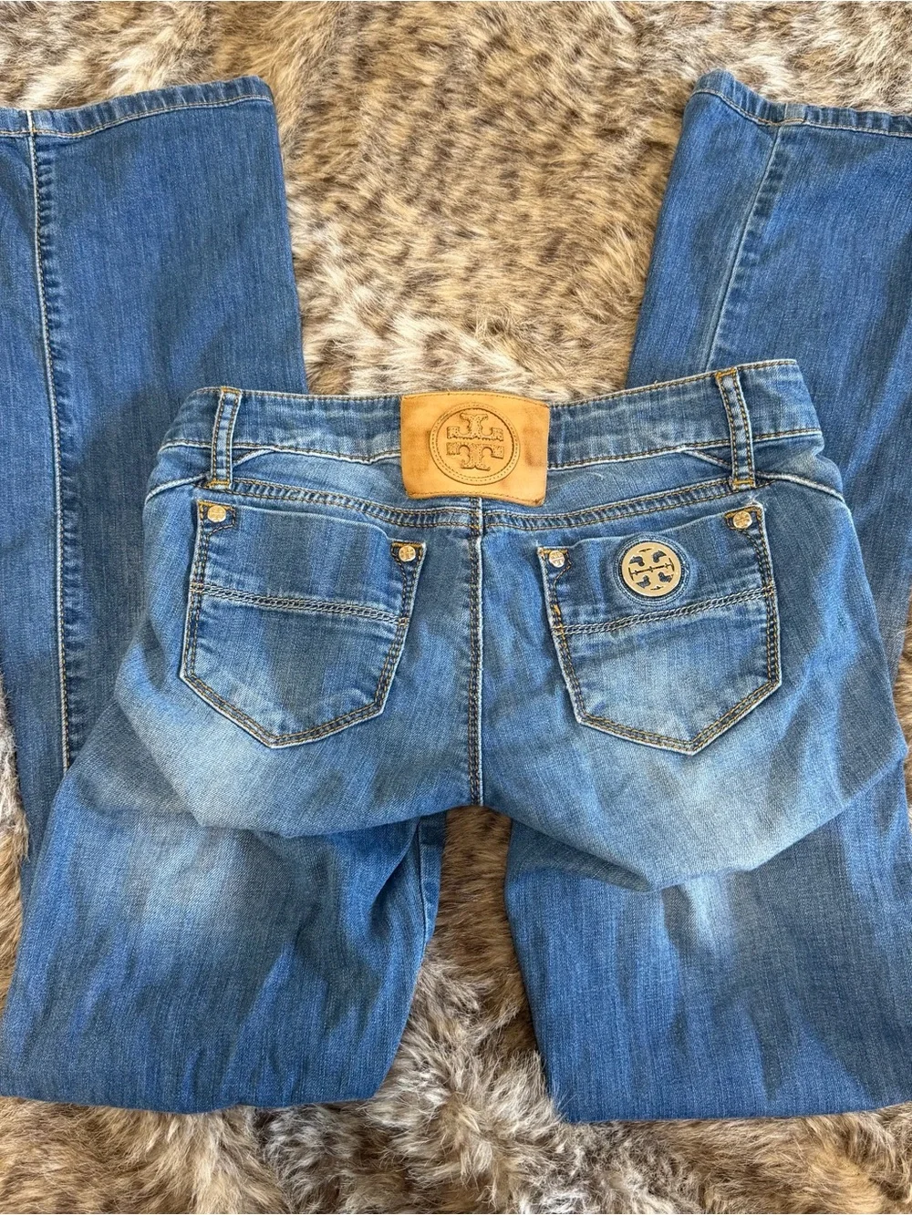 y2k grail - tory burch vintage low rise bootcut kick jeans